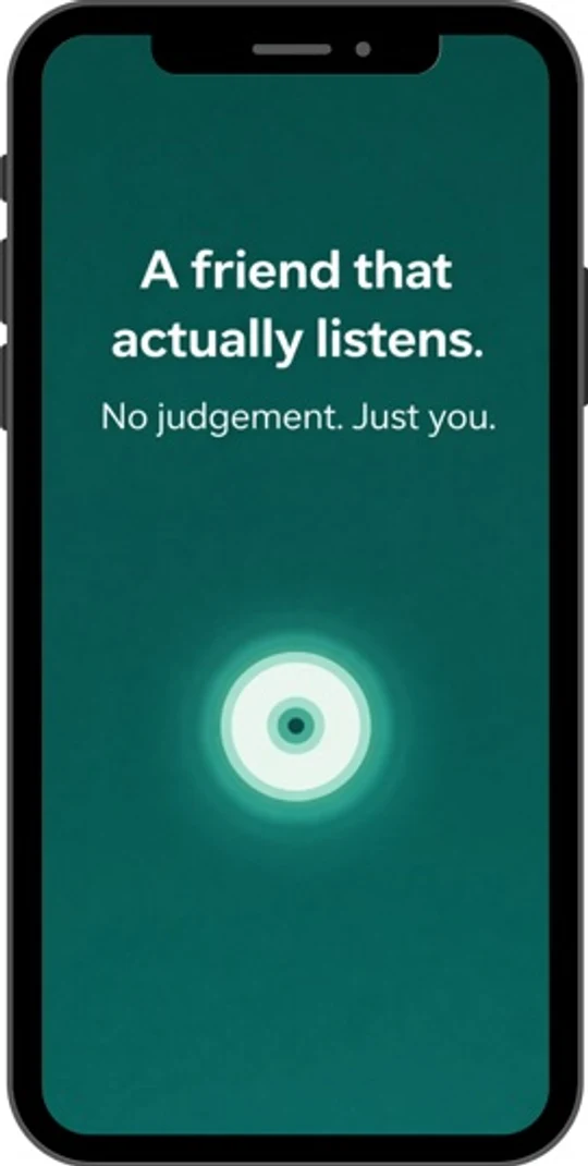 Nesra app welcome screen reading: A friend that actually listens. No judgement. Just you.